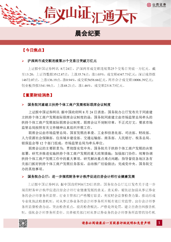 晨会纪要