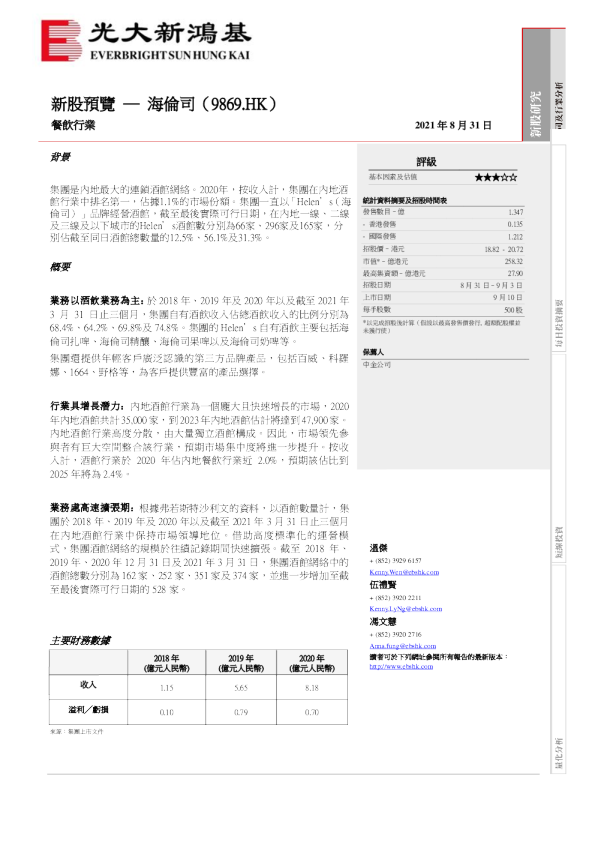 新股预览─海伦司