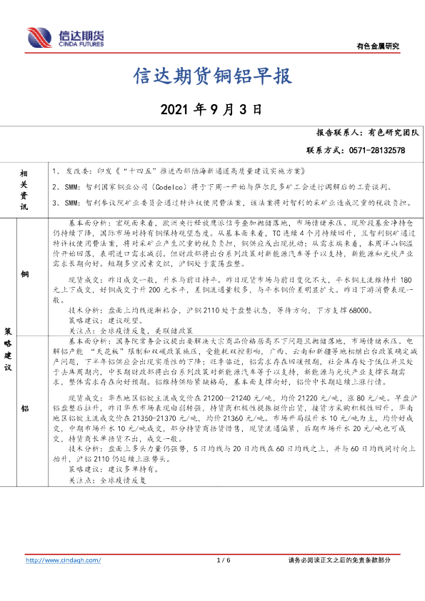 铜铝早报