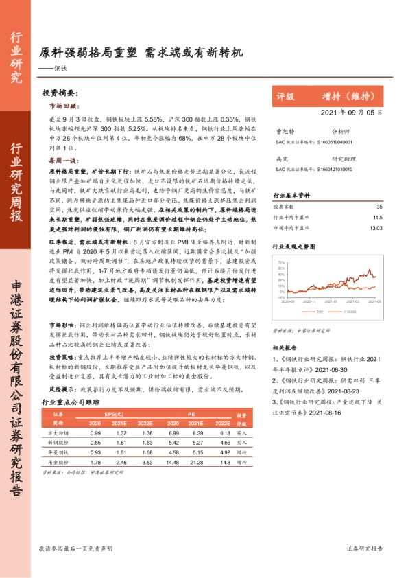 钢铁行业研究周报：原料强弱格局重塑，需求端或有新转机