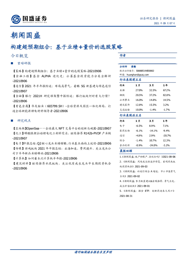 构建超预期组合：基于业绩+量价的选股策略