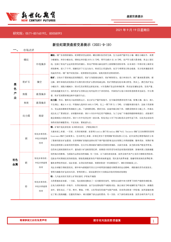 盘前交易提示