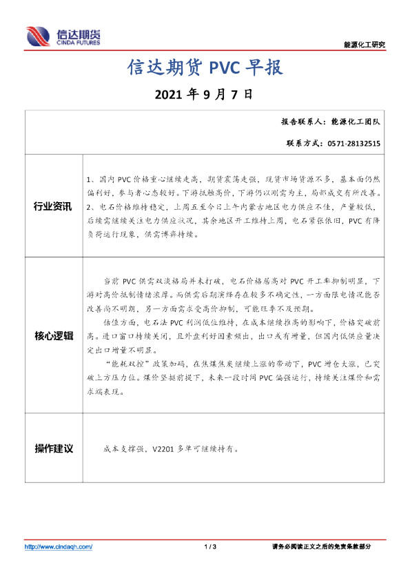 PVC早报