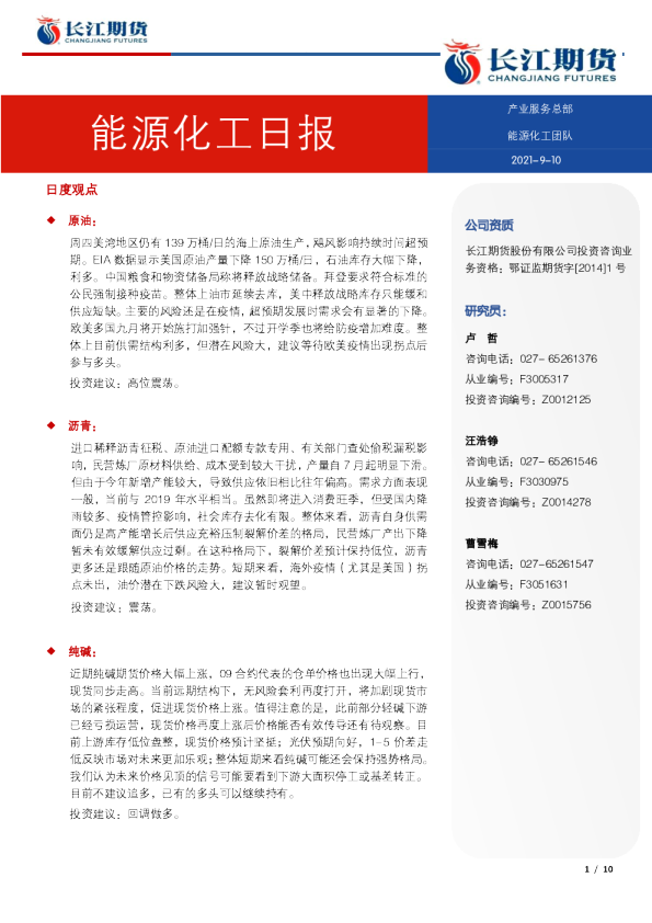 能源化工日报