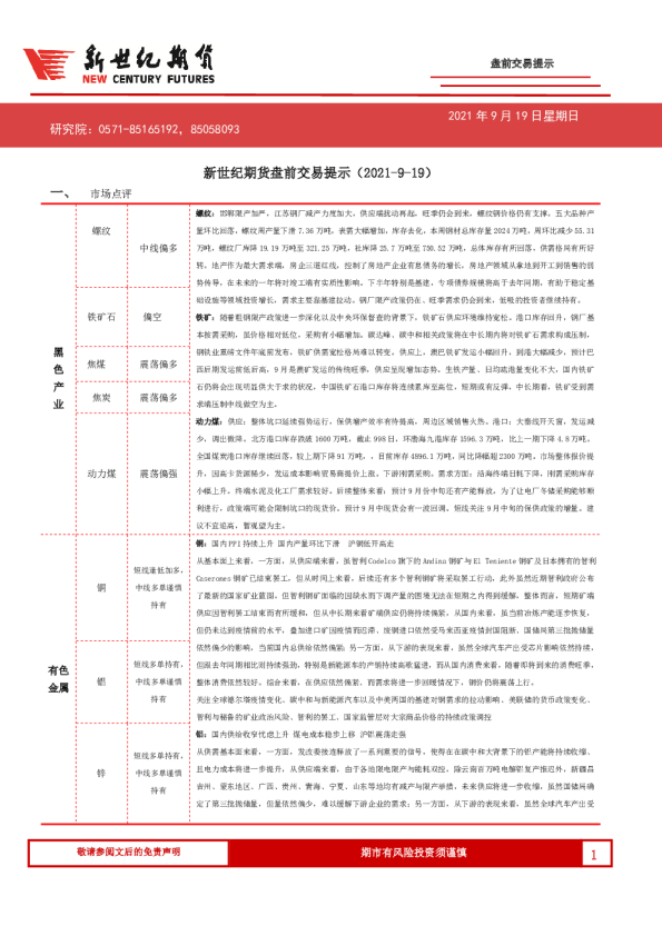 盘前交易提示