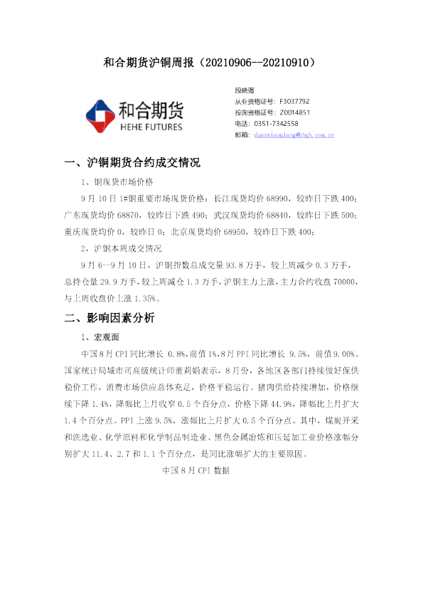 和合期货沪铜周报