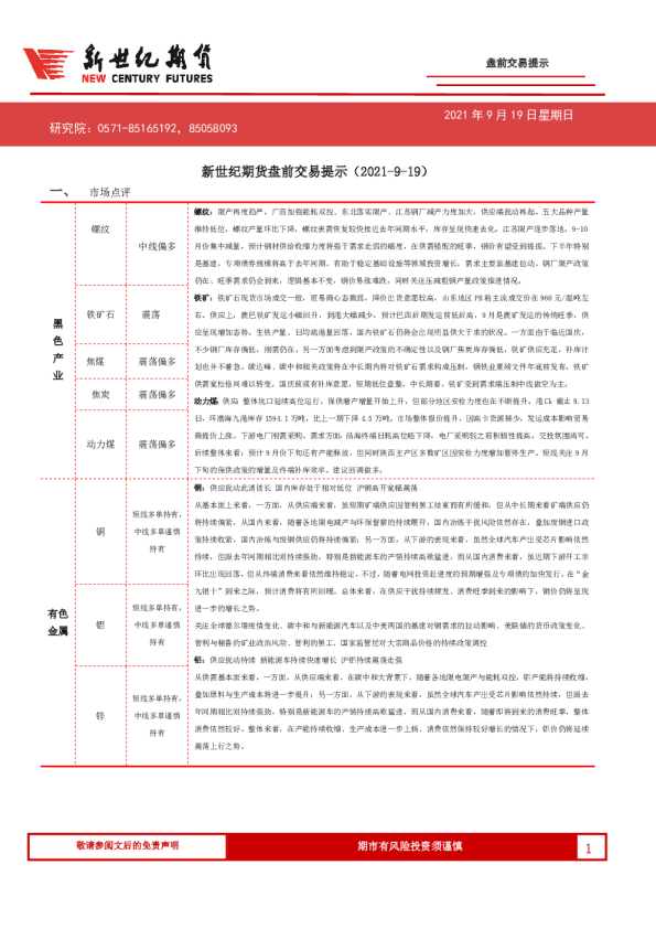 盘前交易提示
