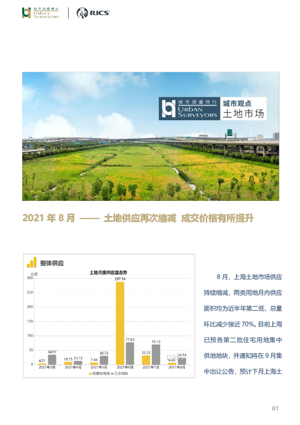 房地产行业2021年8月：土地供应再次缩减，成交价格有所提升
