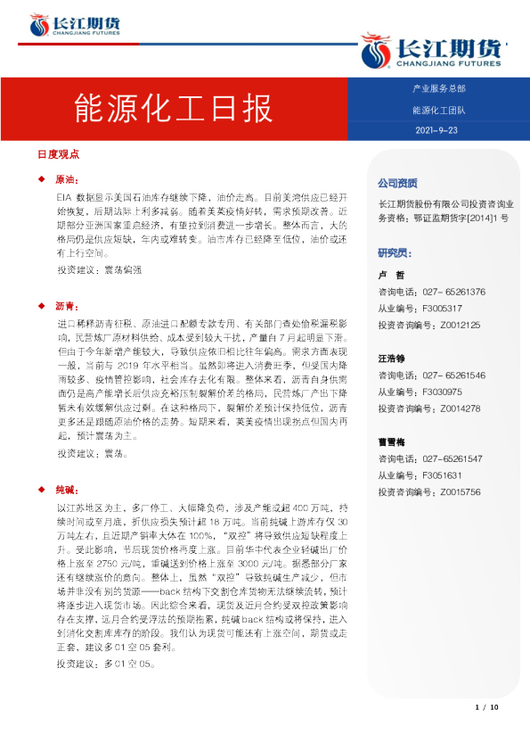 能源化工日报