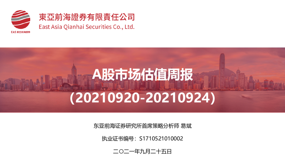 A股市场估值周报