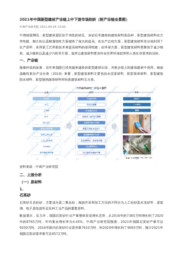 2021年中国新型建材产业链上中下游市场剖析（附产业链全景图）