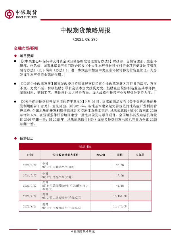 中银期货策略周报