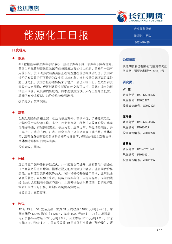 能源化工日报