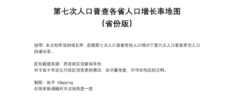 第七次人口普查各省人口增长率地图