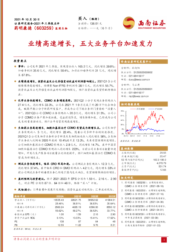业绩高速增长，五大业务平台加速发力