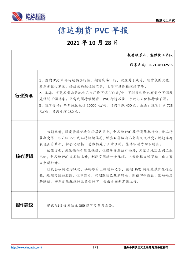 信达期货PVC早报
