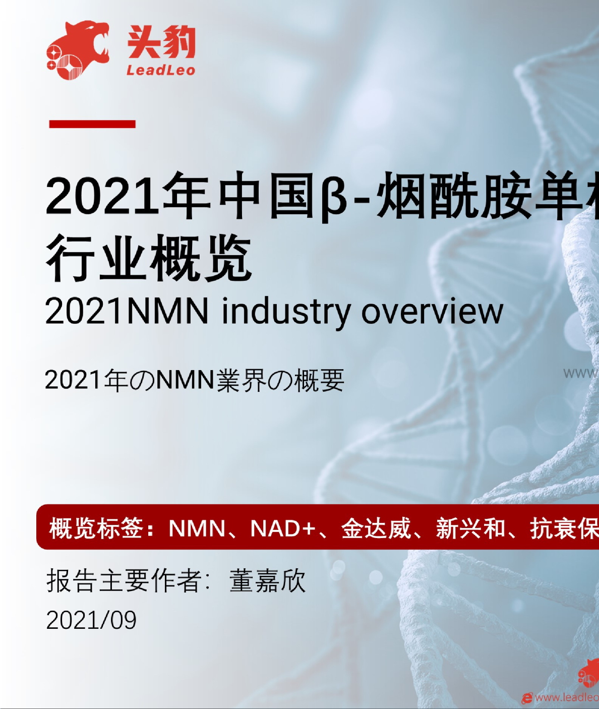2021年中国Β-烟酰胺单核苷酸（NMN）行业概览