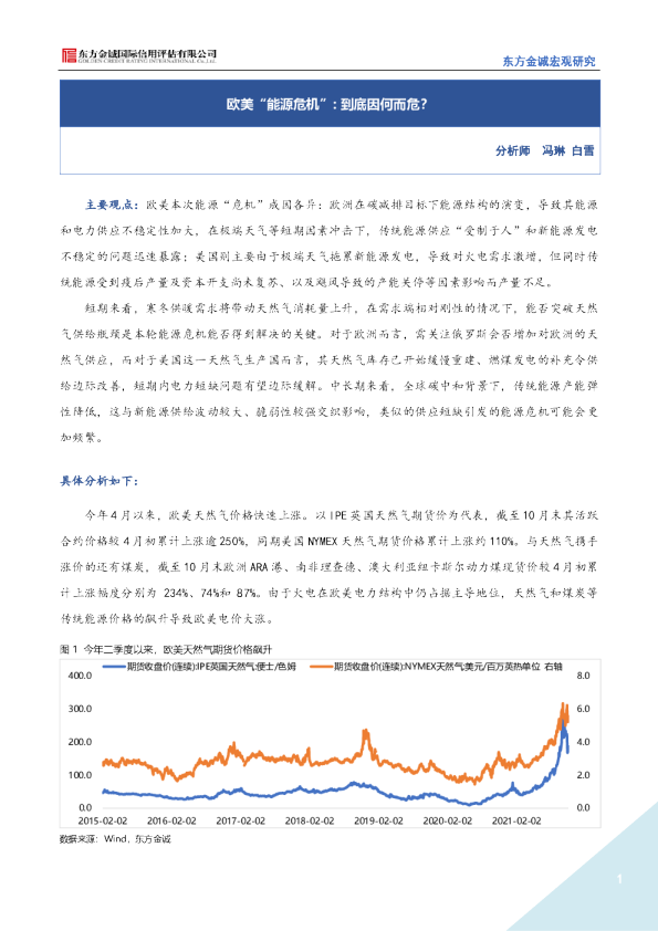 欧美“能源危机”：到底因何而危？