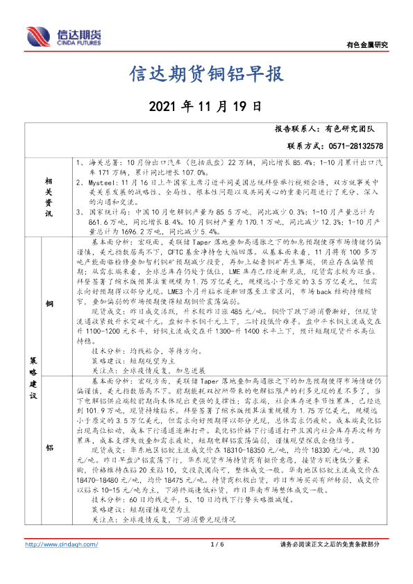 信达期货铜铝早报