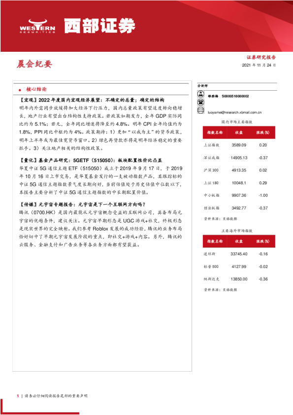 晨会纪要