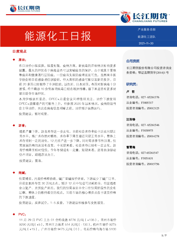 能源化工日报
