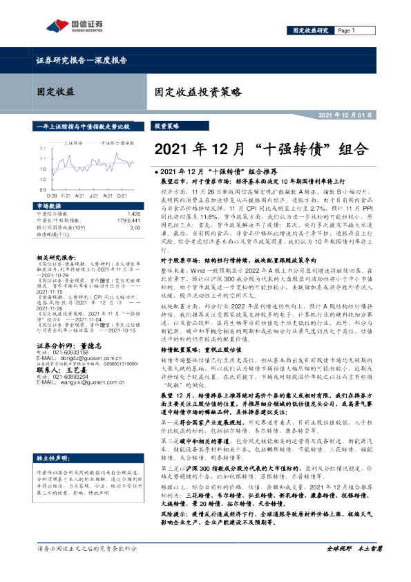 2021年12月“十强转债”组合