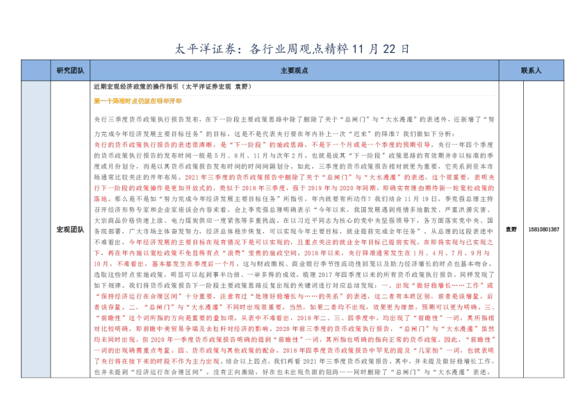 各行业周观点精粹