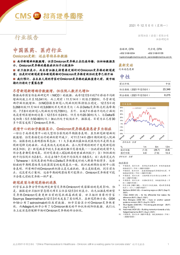中国医药、医疗行业