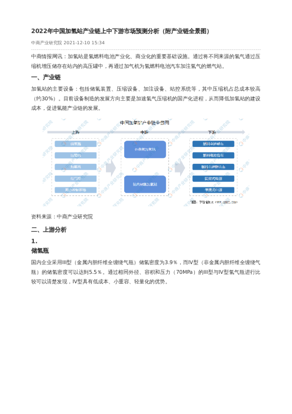 2022年中国加氢站产业链上中下游市场预测分析（附产业链全景图）