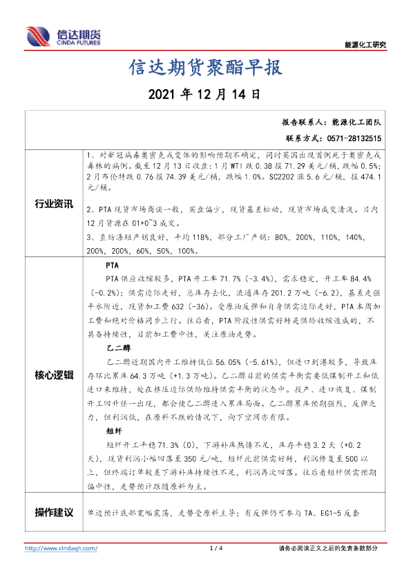 聚酯早报