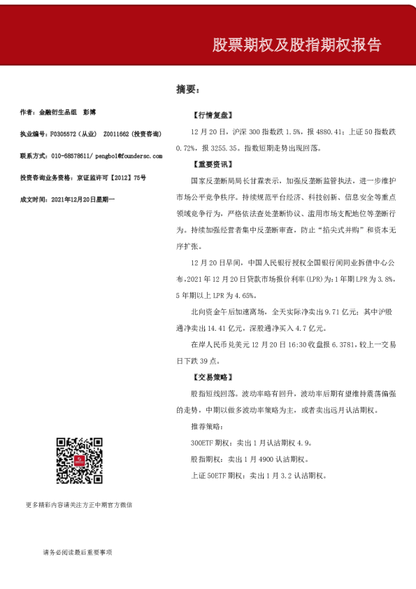 股票期权及股指期权报告