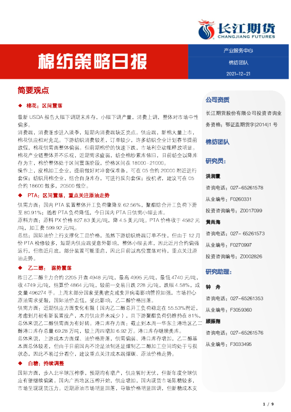 棉纺策略日报