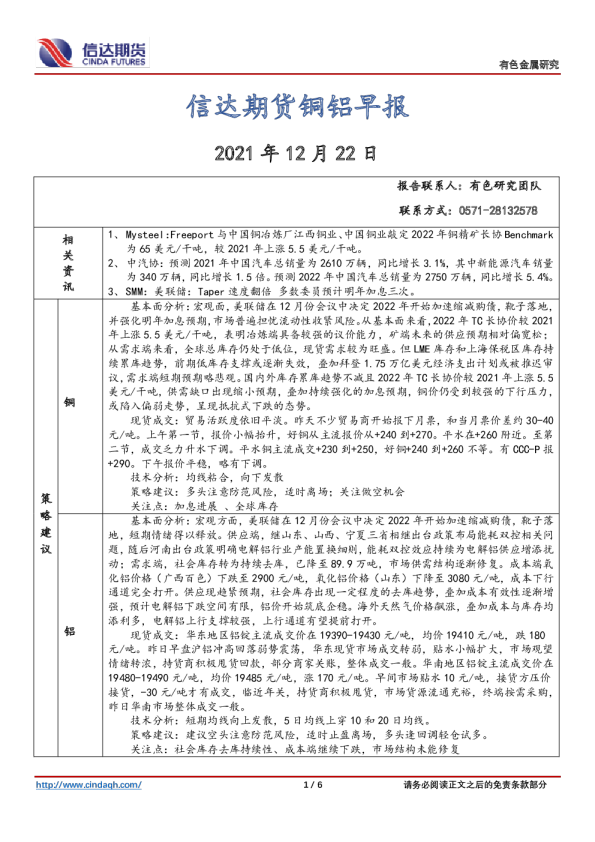 铜铝早报