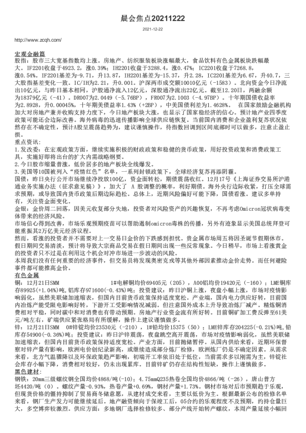 晨会焦点