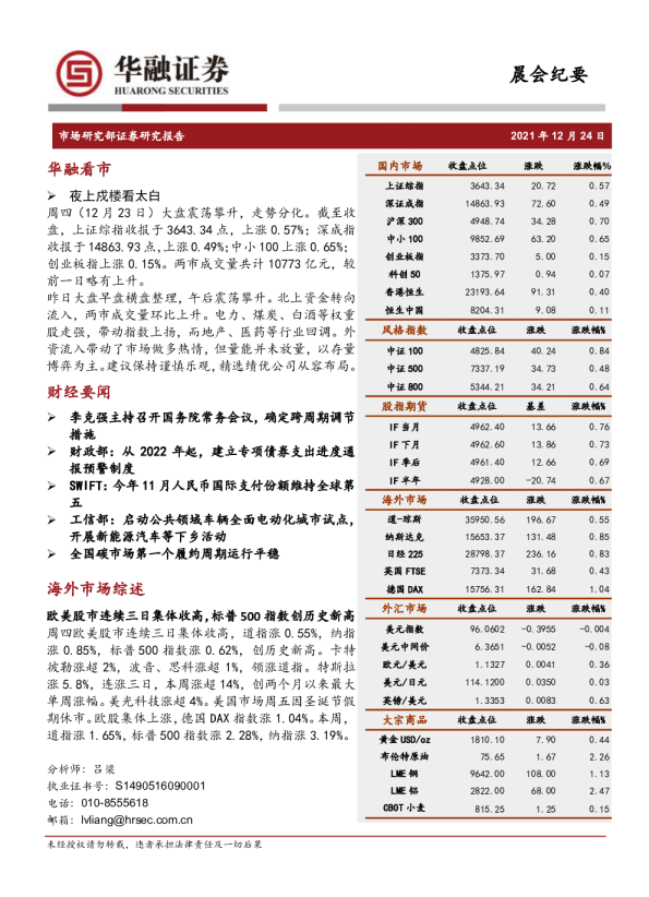 晨会纪要