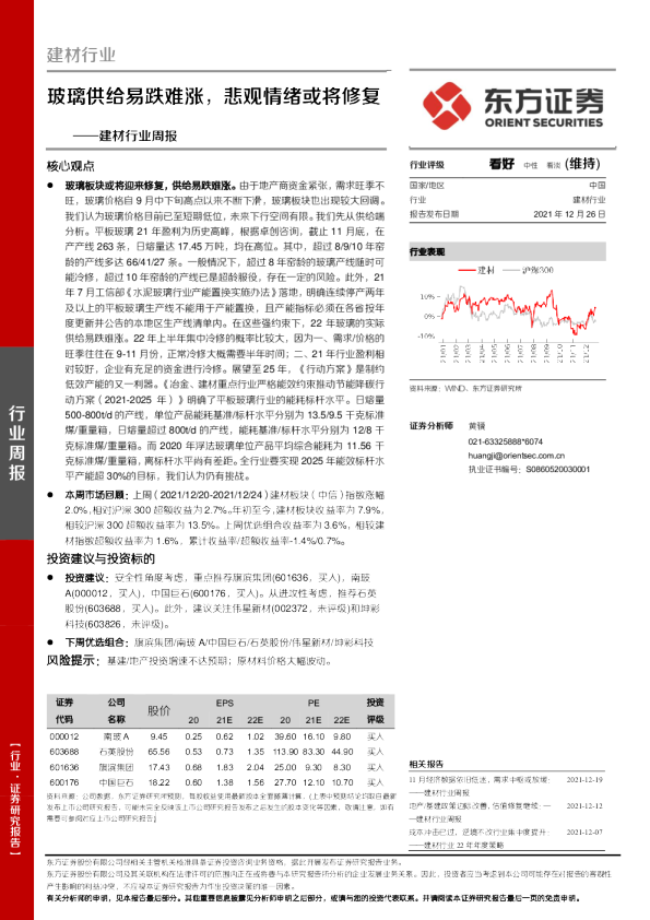 建材行业周报：玻璃供给易跌难涨，悲观情绪或将修复