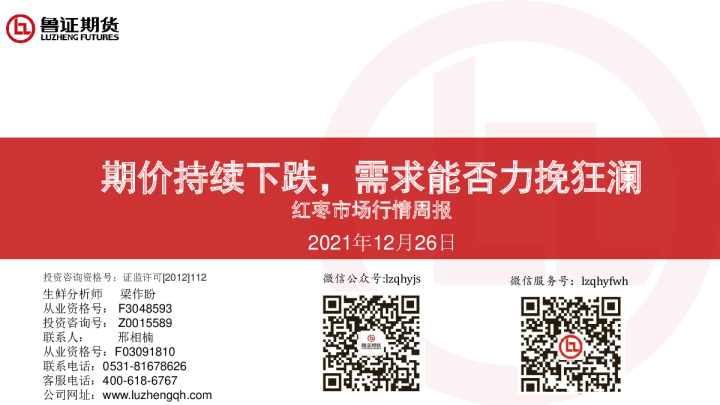 红枣市场行情周报：期价持续下跌，需求能否力挽狂澜