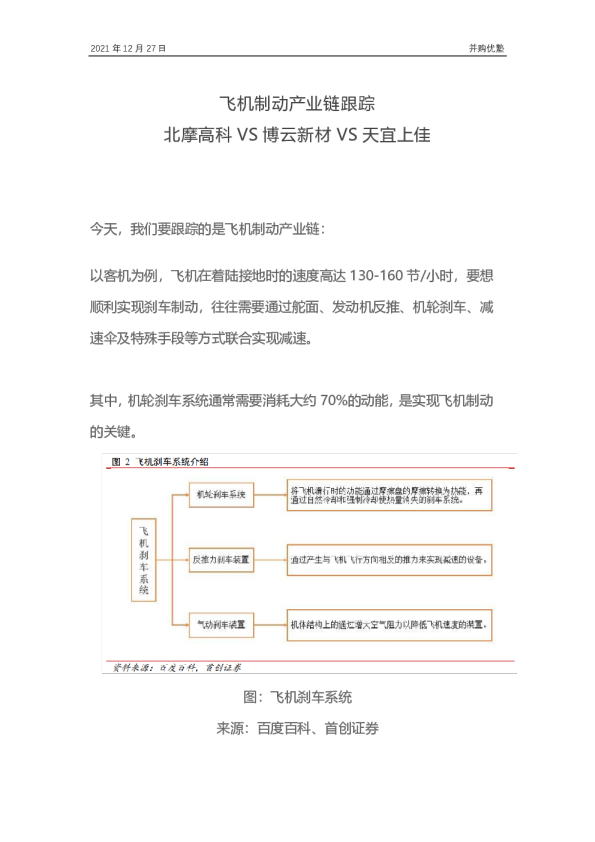 飞机制动产业链跟踪：北摩高科VS博云新材VS天宜上佳