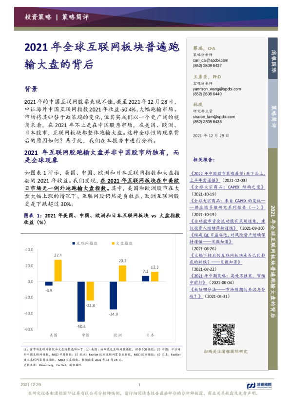 2021年全球互联网板块普遍跑输大盘的背后