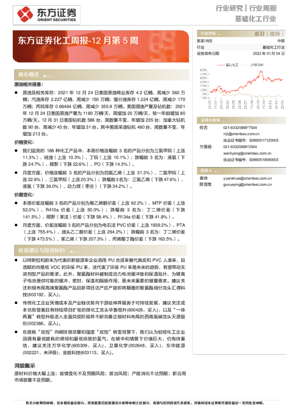化工行业周报：12月第5周