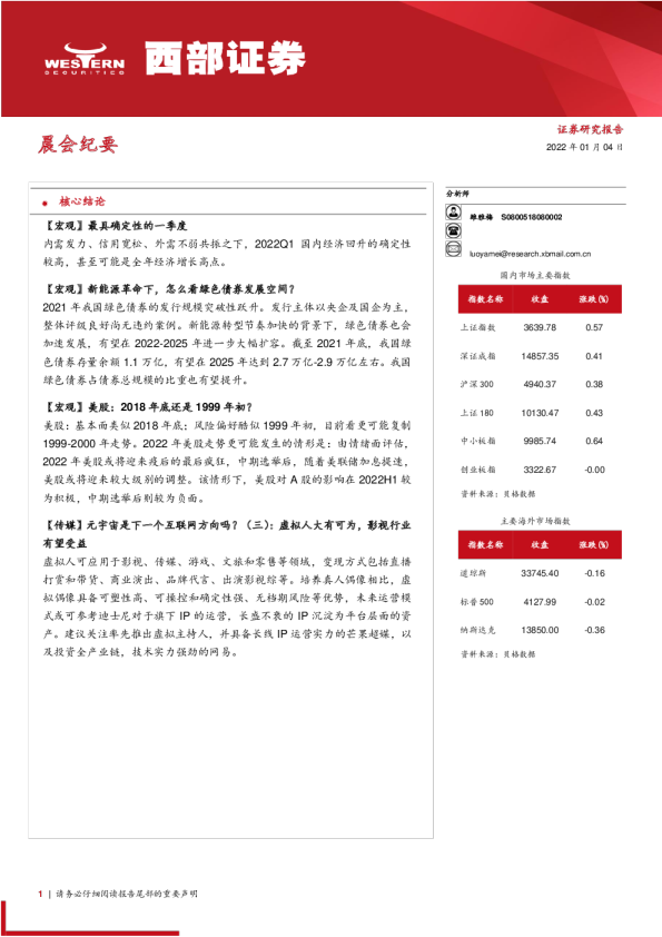 晨会纪要