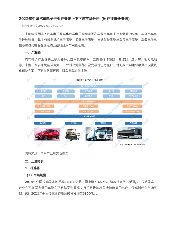 2022年中国汽车电子行业产业链上中下游市场分析（附产业链全景图）