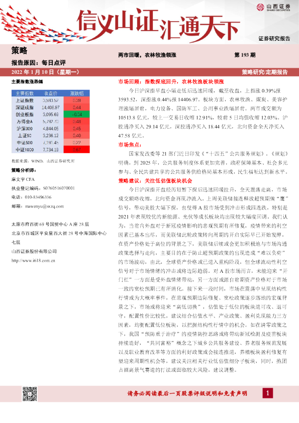 两市回暖，农林牧渔领涨