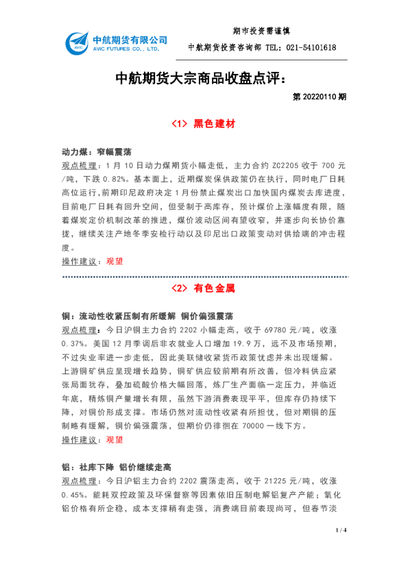 大宗商品收盘点评