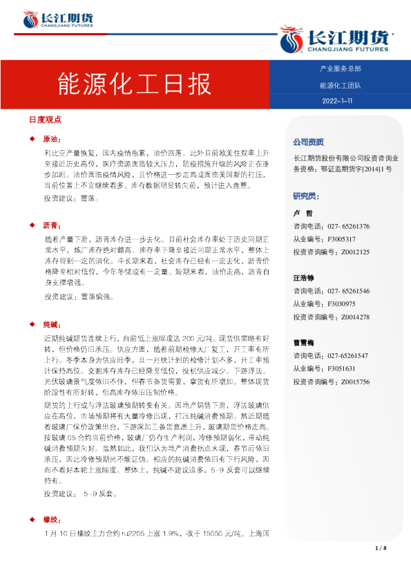 能源化工日报