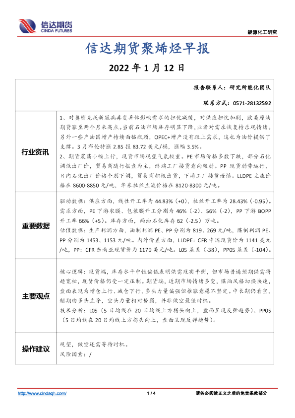 聚烯烃早报