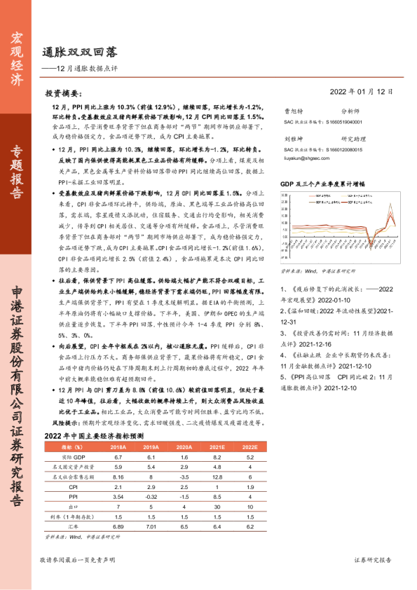 12月通胀数据点评：通胀双双回落