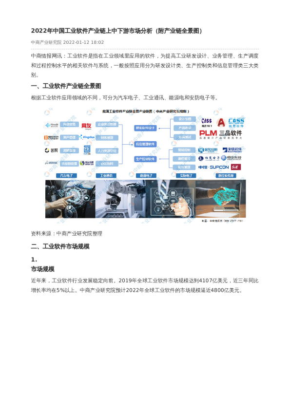 2022年中国工业软件产业链上中下游市场分析（附产业链全景图）