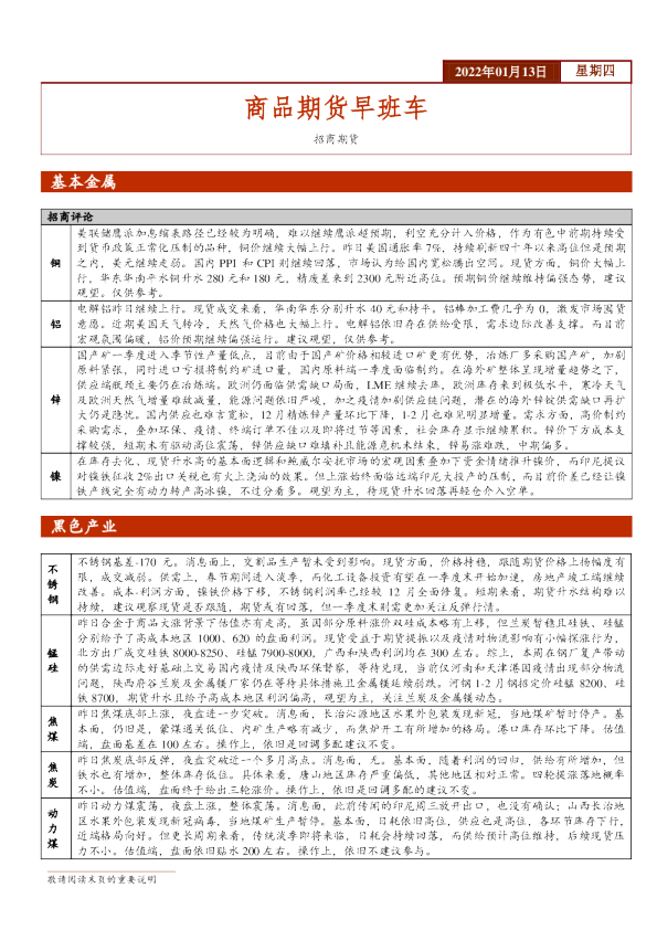 商品期货早班车