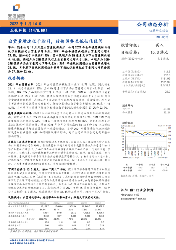 出货量增速低于指引，股价调整至低估值区间